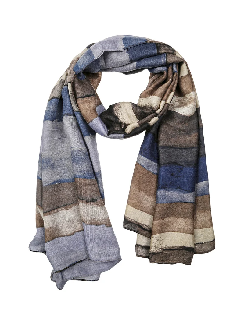 Sciarpa donna in viscosa con stampa astratta - blu