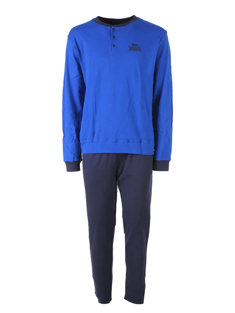 Pigiama lungo da uomo in cotone - blu