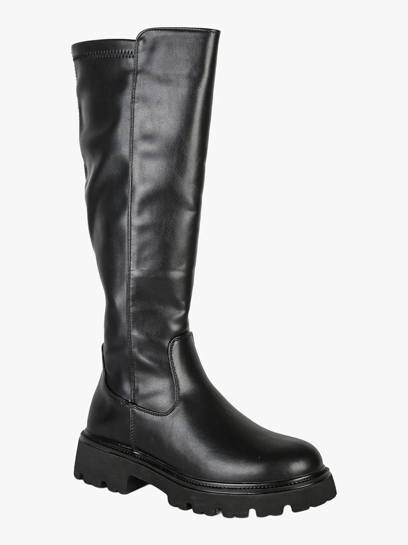 Stivali chunky boots da donna con gambale alto - nero
