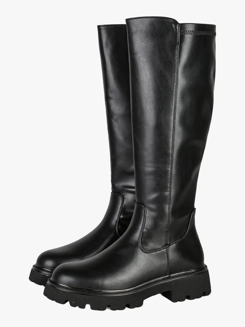 Stivali chunky boots da donna con gambale alto - nero