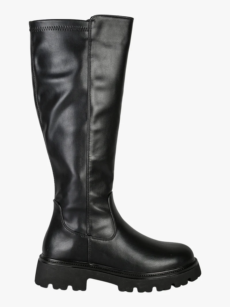 Stivali chunky boots da donna con gambale alto - nero