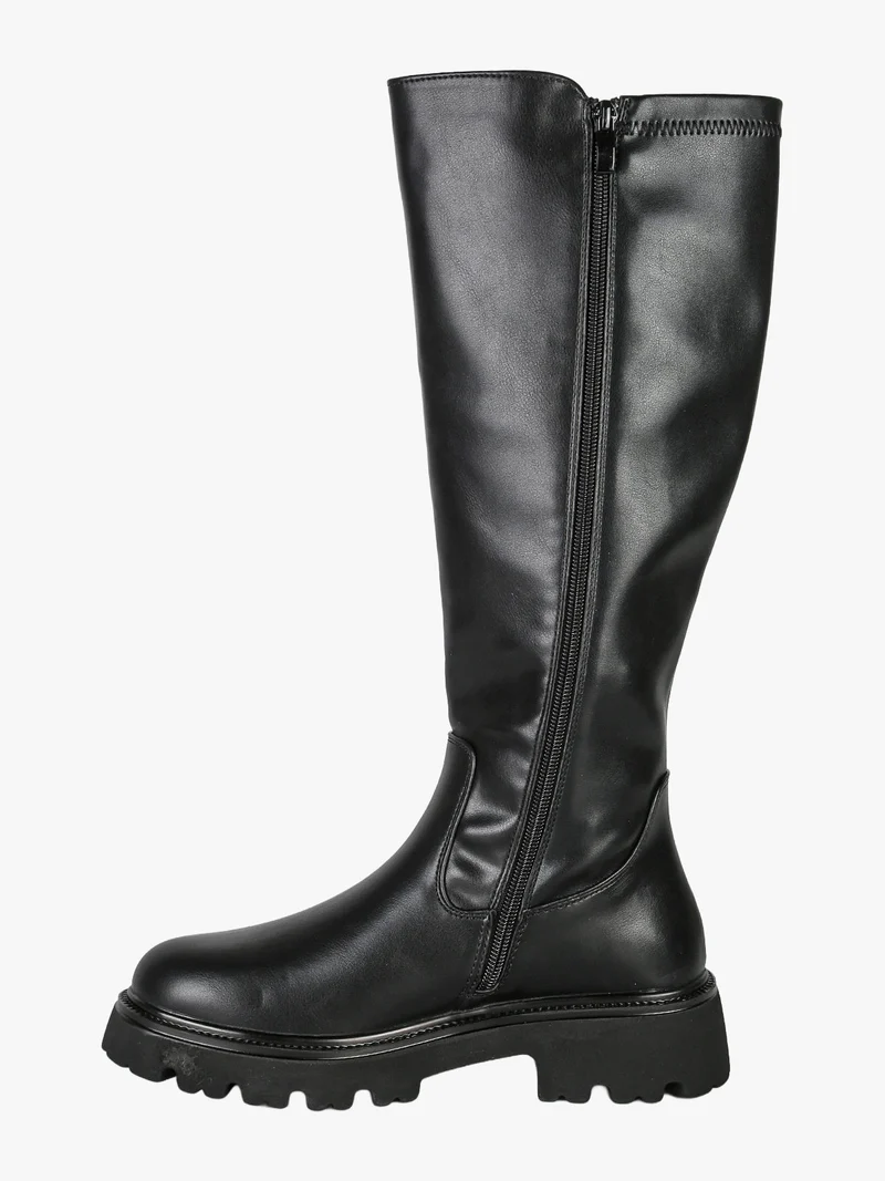 Stivali chunky boots da donna con gambale alto - nero