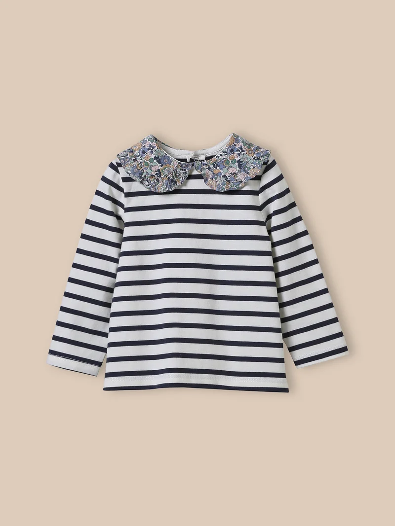 Baby-T-Shirt mit Kragen aus Liberty®-Stoff – Bio-Baumwolle