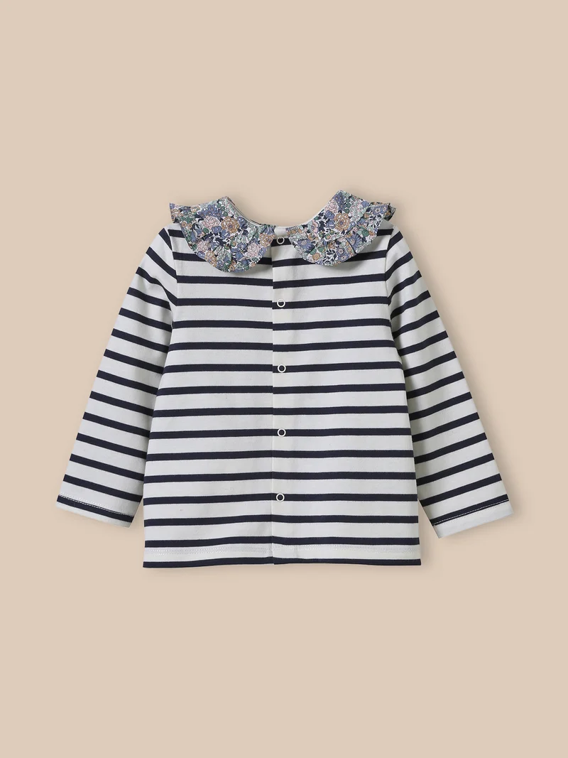 Baby-T-Shirt mit Kragen aus Liberty®-Stoff – Bio-Baumwolle