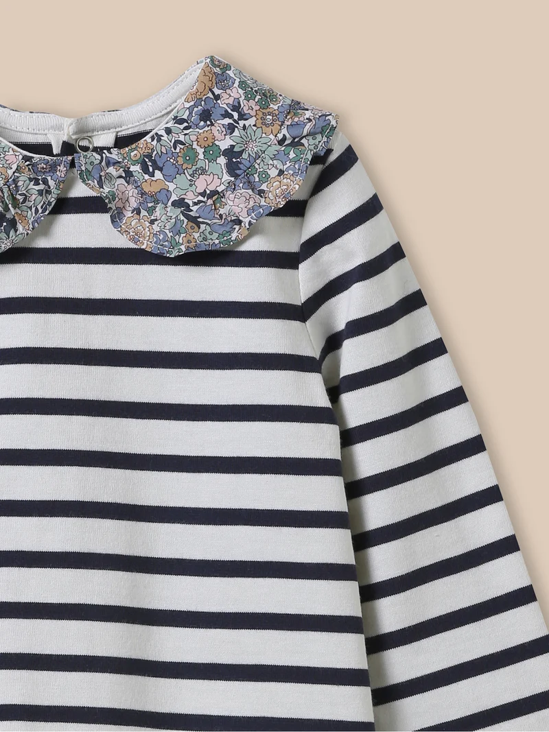 Baby-T-Shirt mit Kragen aus Liberty®-Stoff – Bio-Baumwolle