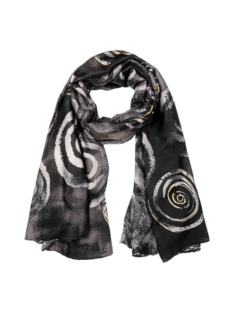 Sciarpa donna in viscosa a fantasia multicolore - nero