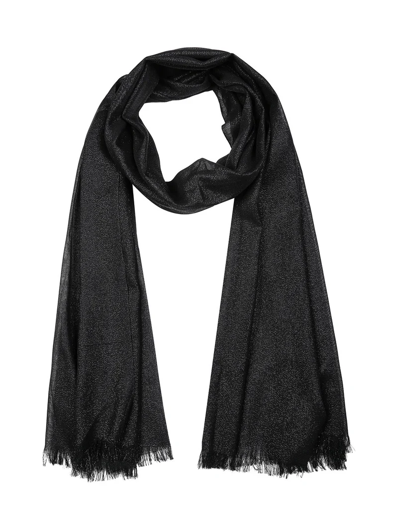 Sciarpa donna in lurex con finale sfrangiato - nero