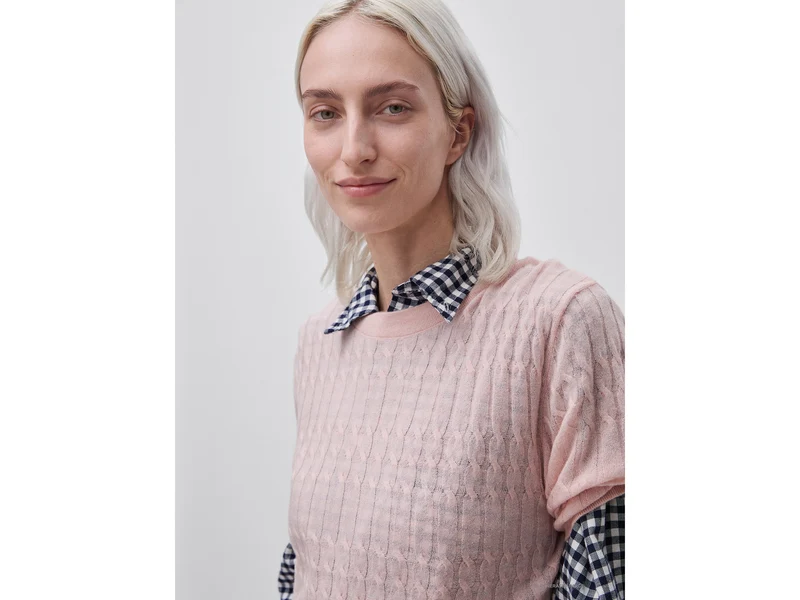 Ultraleichter Zopfstrickpullover aus Wollmischung