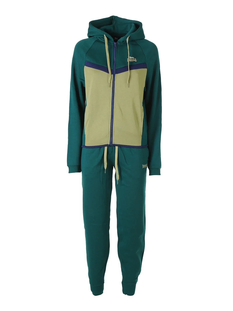 Completo tuta da donna full zip con cappuccio e interno felpato - militare