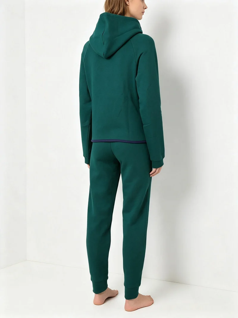 Completo tuta da donna full zip con cappuccio e interno felpato - militare