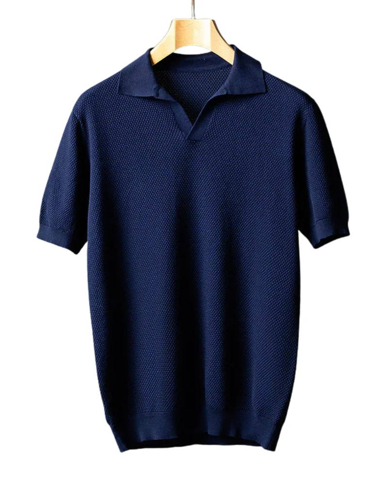 Elegant Cotton Knit Polo Shirt