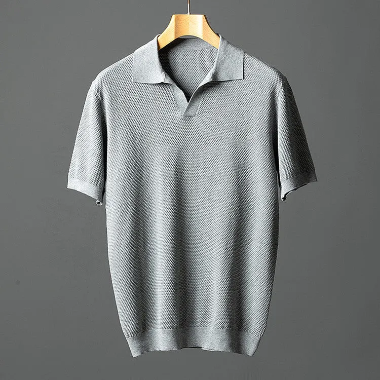 Elegant Cotton Knit Polo Shirt