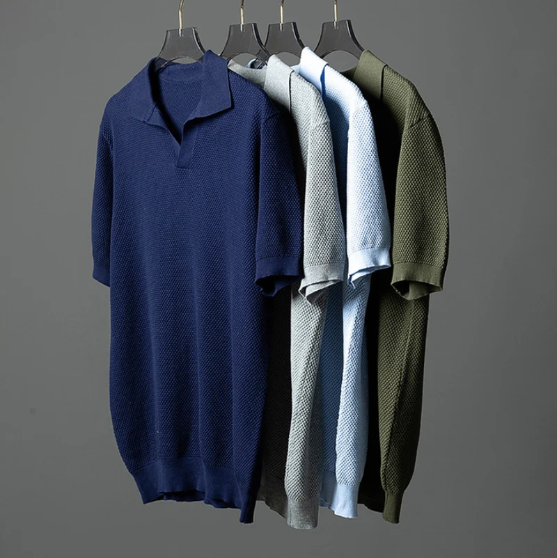 Elegant Cotton Knit Polo Shirt