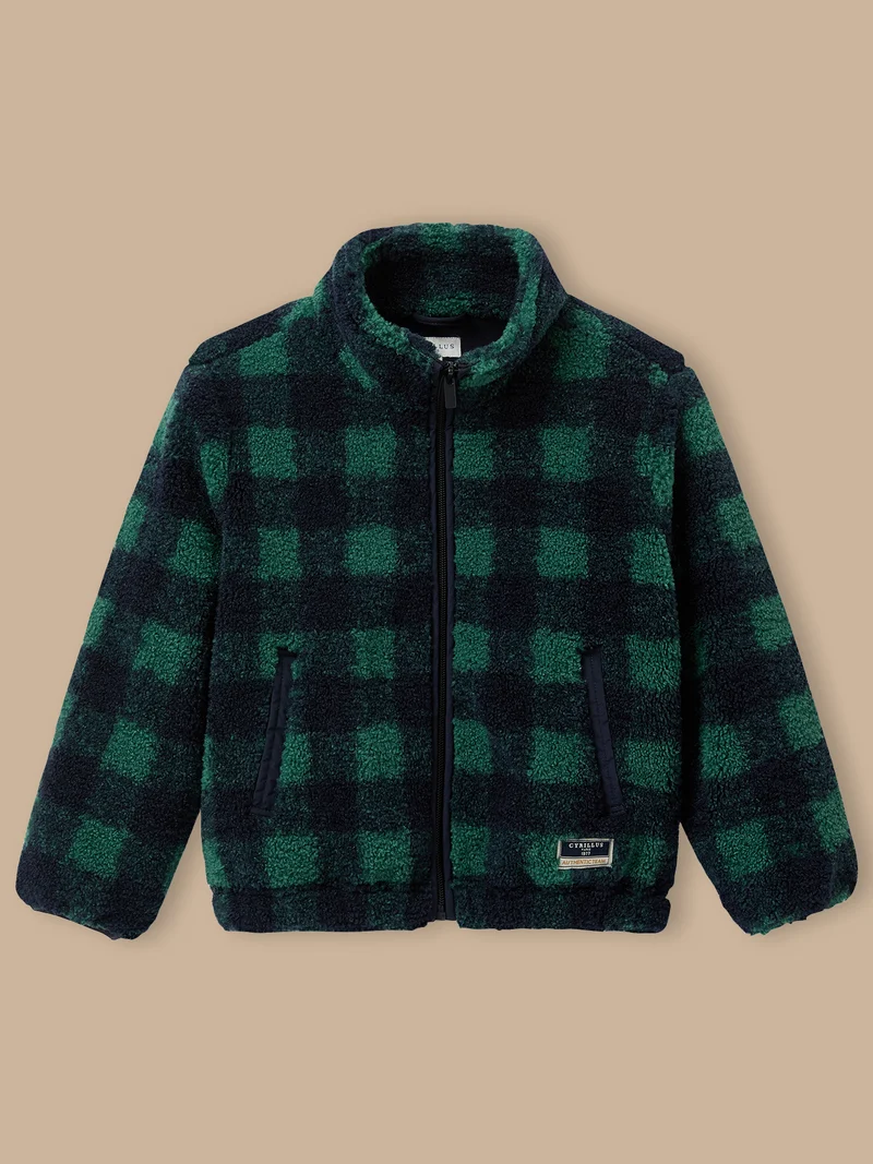 Karierte Sherpa-Jacke für Jungen