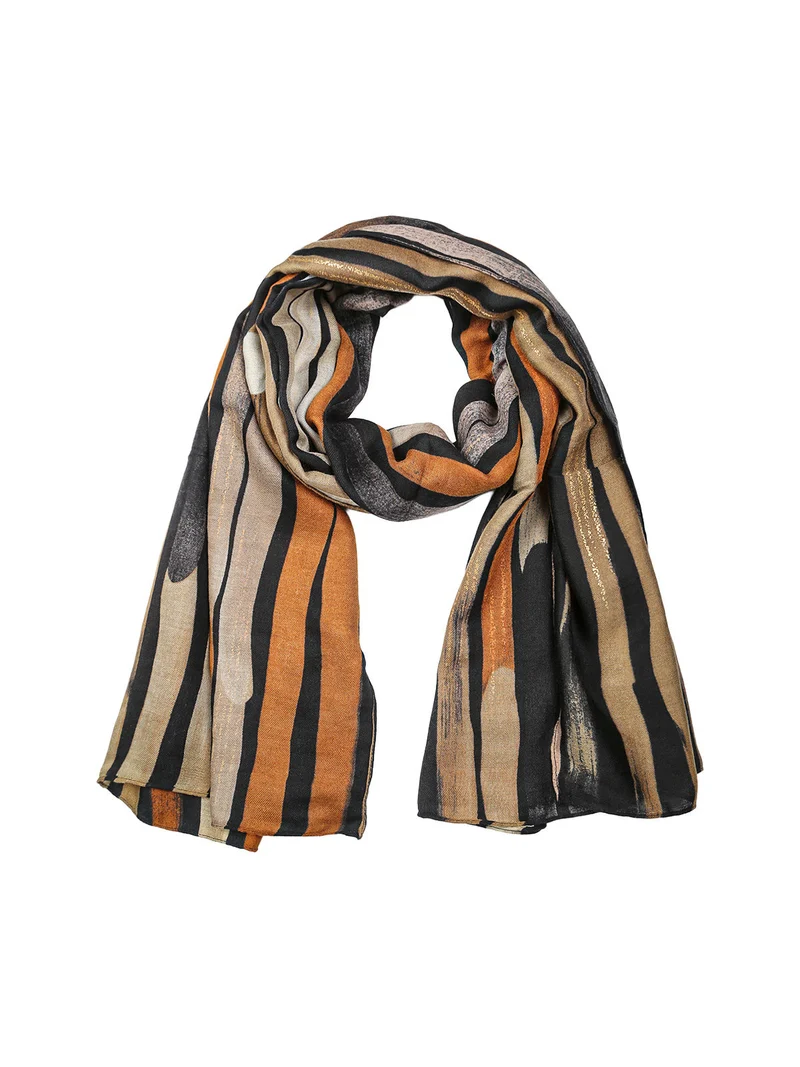 Sciarpa donna in viscosa con stampa astratta multicolore - nero
