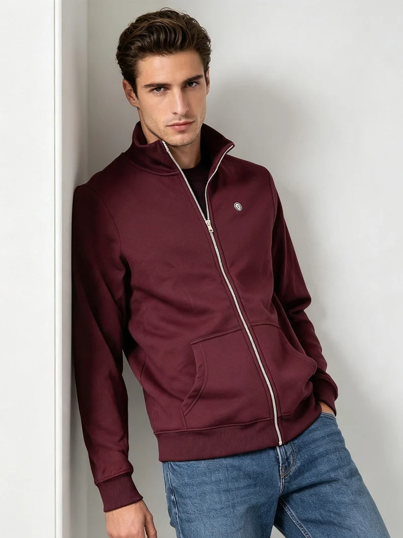 Felpa pesante da uomo full zip - bordeaux