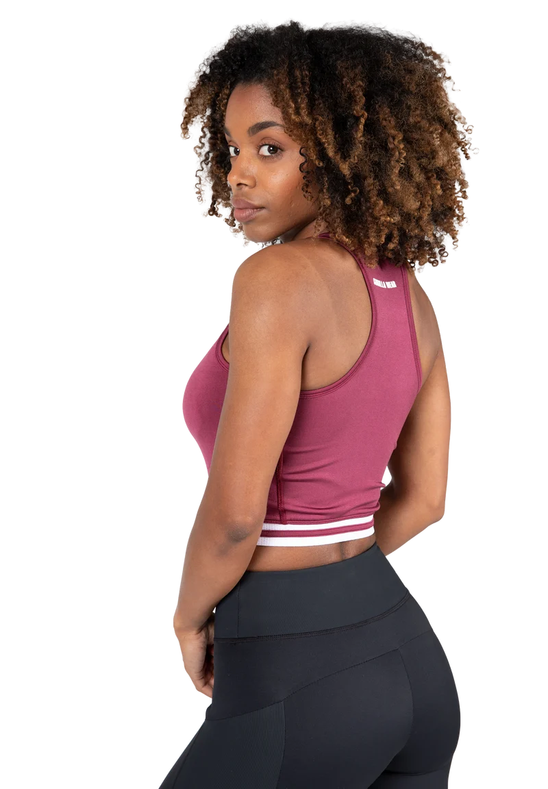 Mesa Zip Front Crop Top - Burgundy