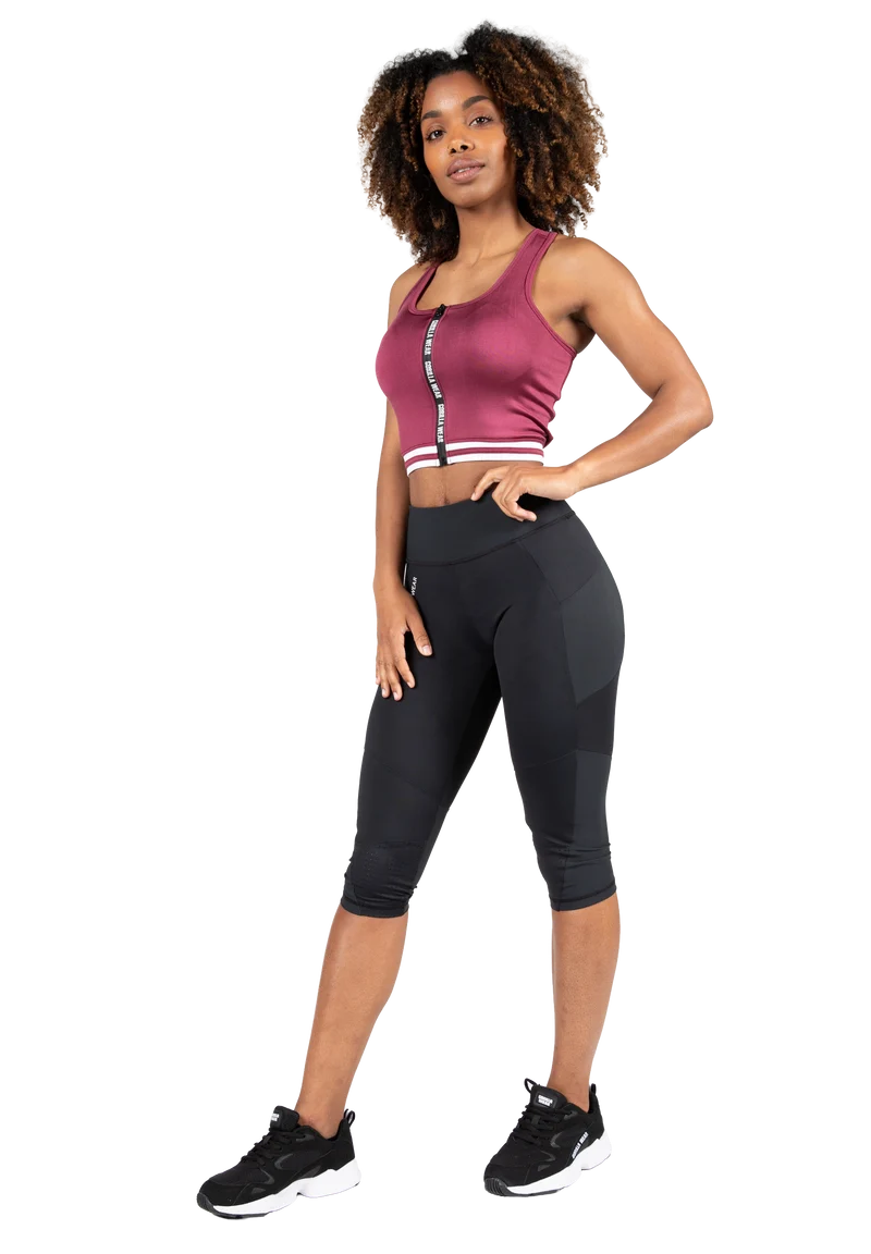 Mesa Zip Front Crop Top - Burgundy