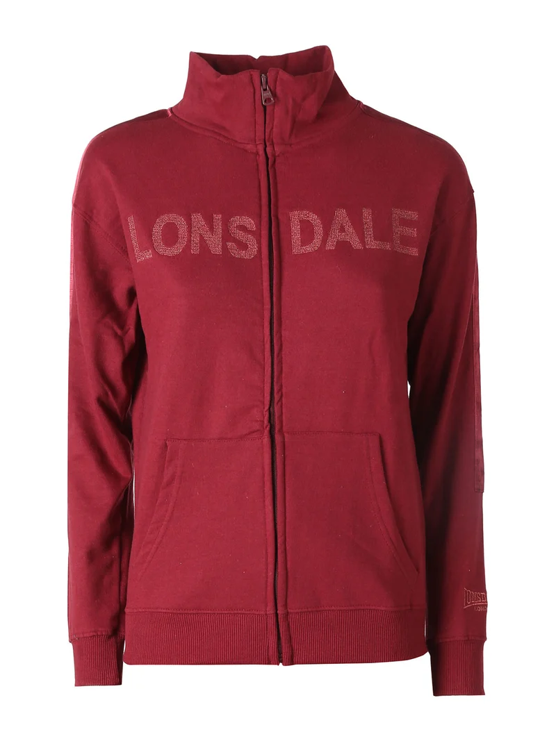 Felpa da donna con zip con interno in caldo cotone - bordeaux