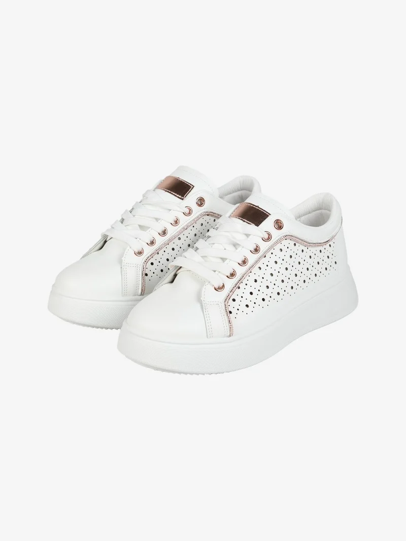 Sneakers donna traforate con platform - champagne