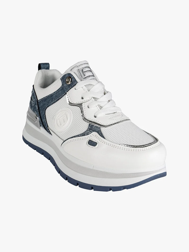 Sneakers donna stringate con platform - bianco