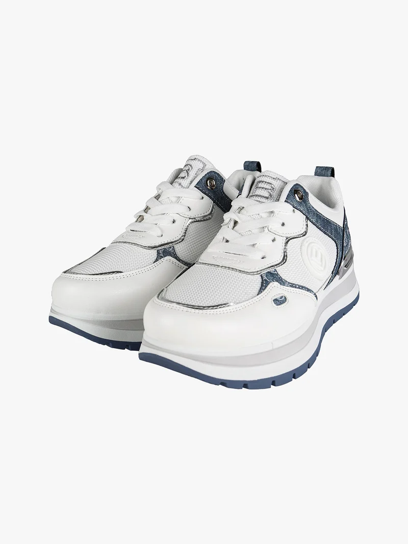 Sneakers donna stringate con platform - bianco