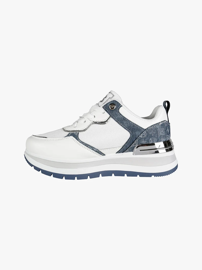Sneakers donna stringate con platform - bianco