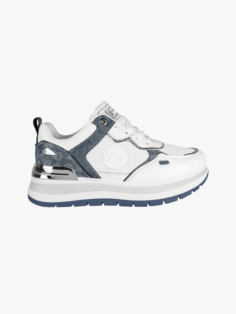 Sneakers donna stringate con platform - bianco
