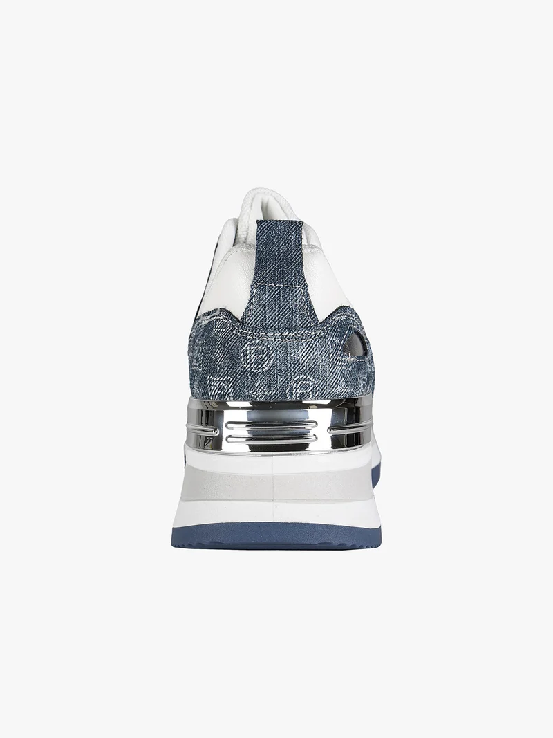 Sneakers donna stringate con platform - bianco