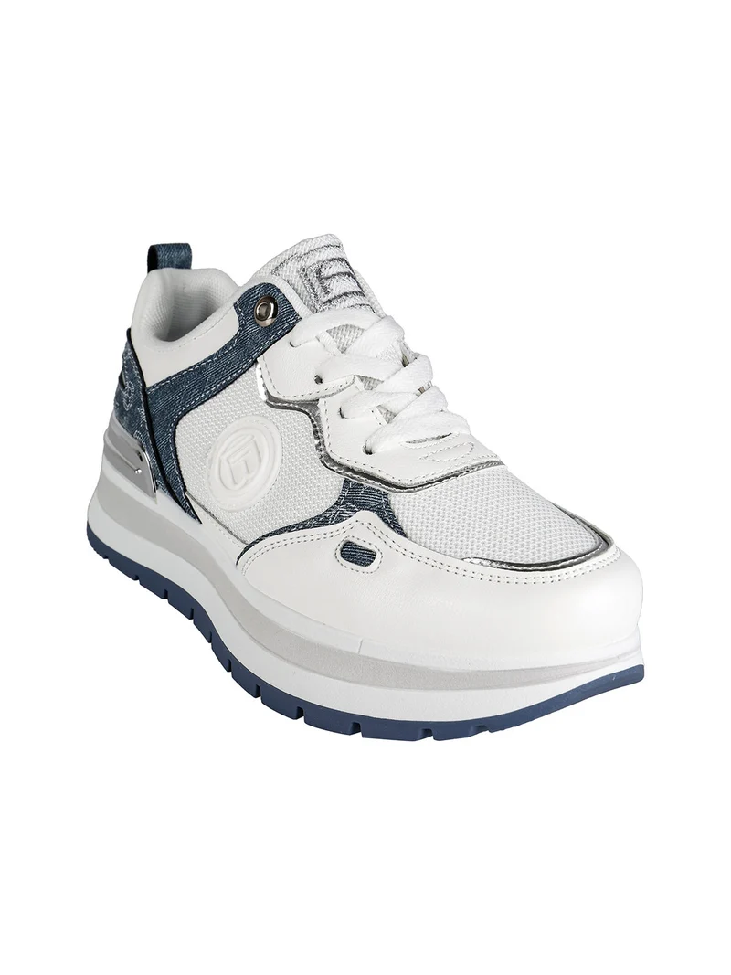 Sneakers donna stringate con platform - bianco
