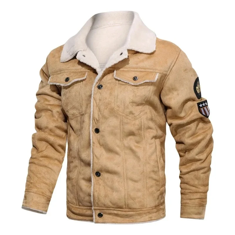 Elegant Warm Fleece Leather Jacket