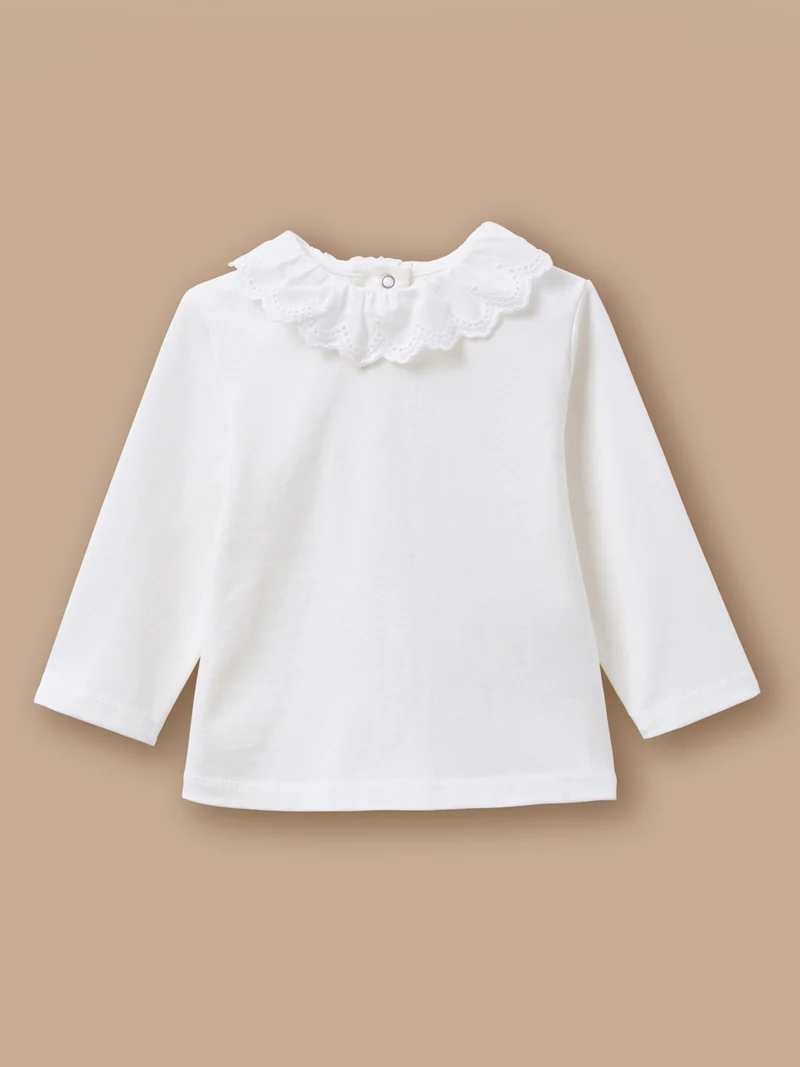 T-Shirt mit Broderie-anglaise-Stickerei für Babys