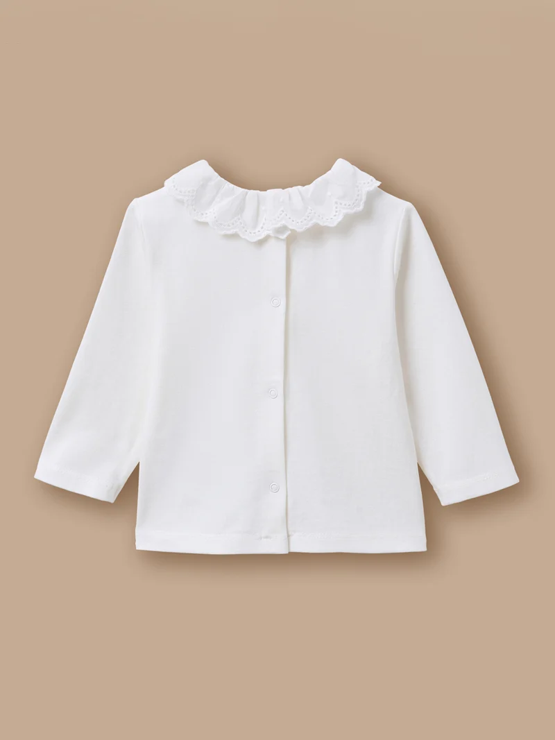 T-Shirt mit Broderie-anglaise-Stickerei für Babys
