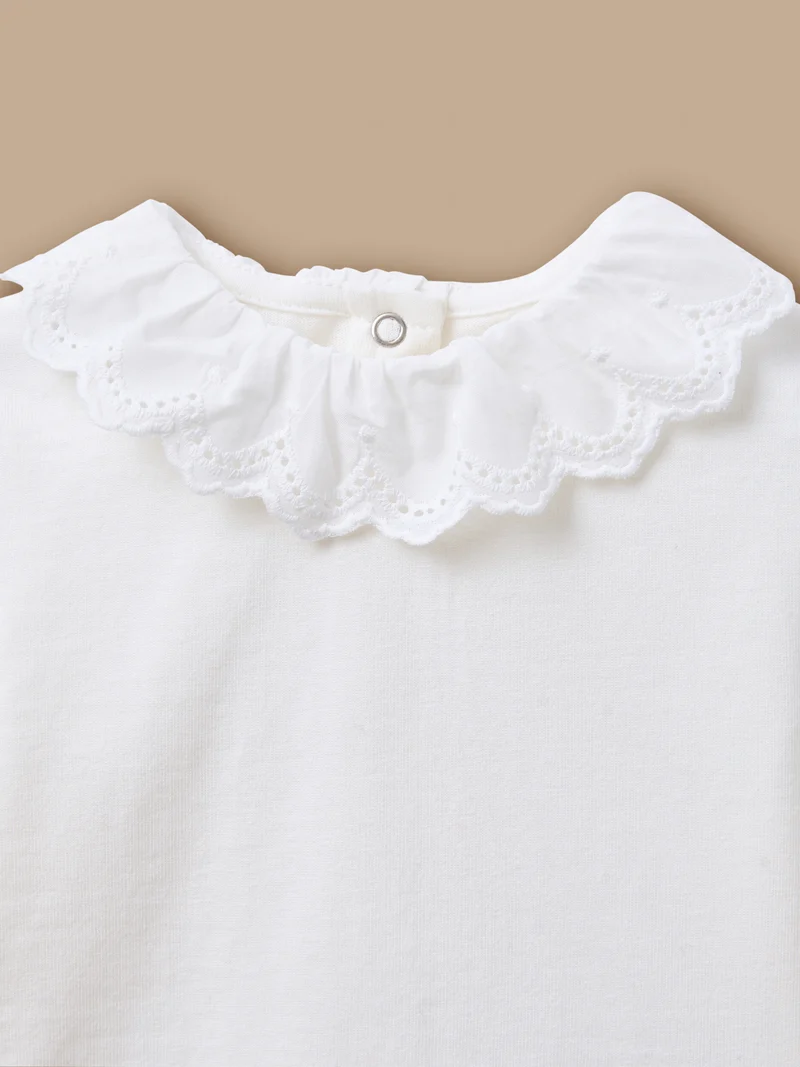 T-Shirt mit Broderie-anglaise-Stickerei für Babys