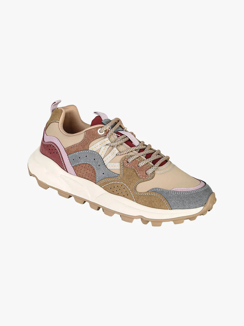 Sneakers donna stringate multicolore - taupe