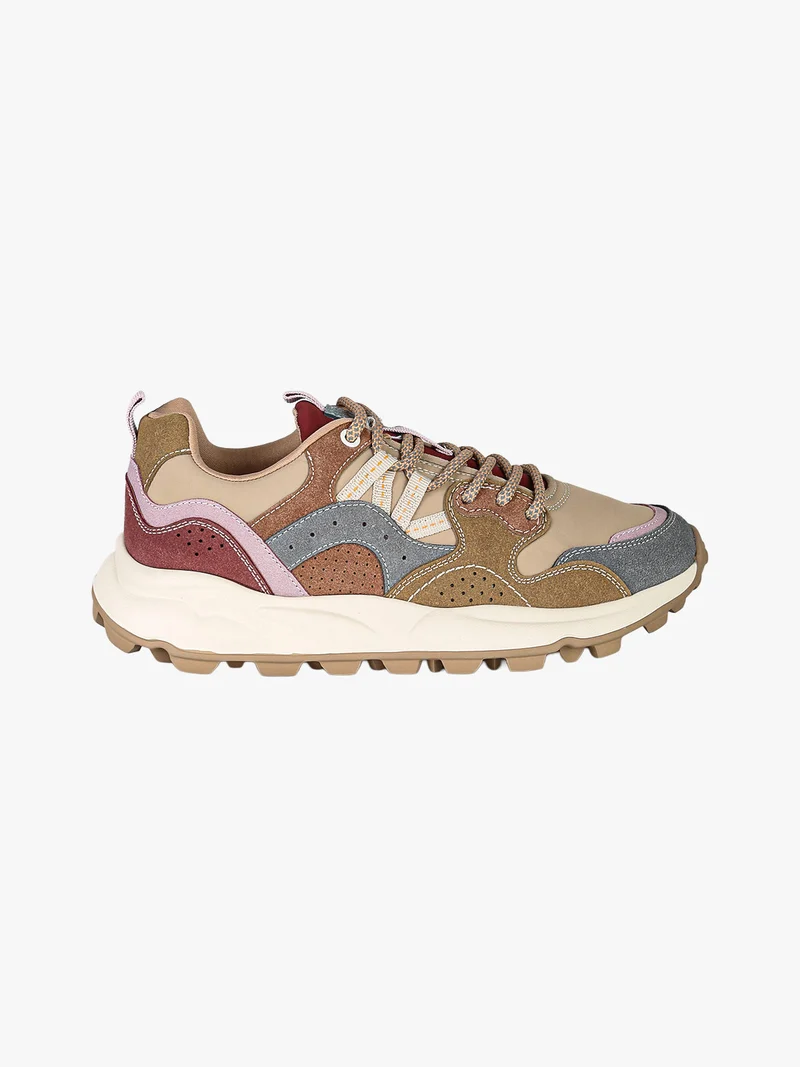 Sneakers donna stringate multicolore - taupe