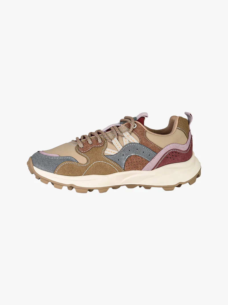 Sneakers donna stringate multicolore - taupe