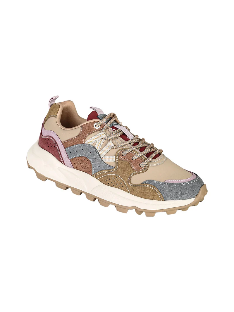 Sneakers donna stringate multicolore - taupe