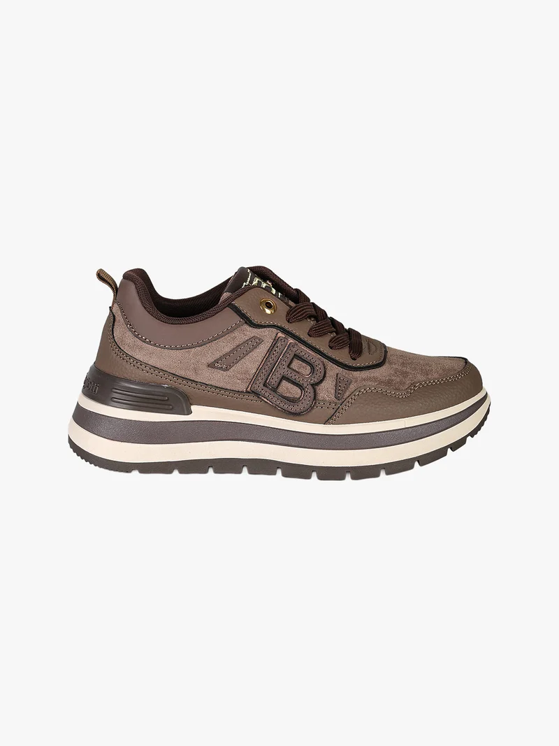 Sneakers donna stringate con platform - moro