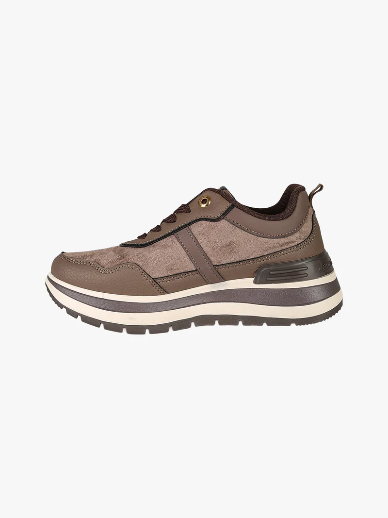 Sneakers donna stringate con platform - moro