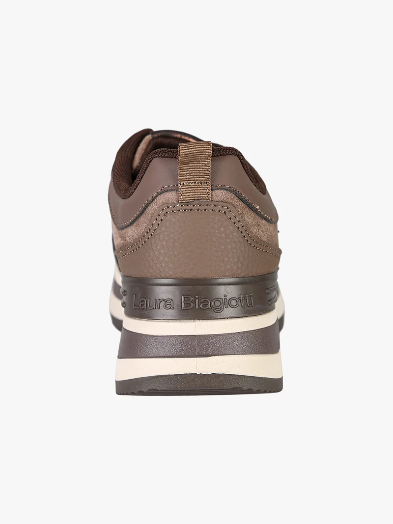 Sneakers donna stringate con platform - moro