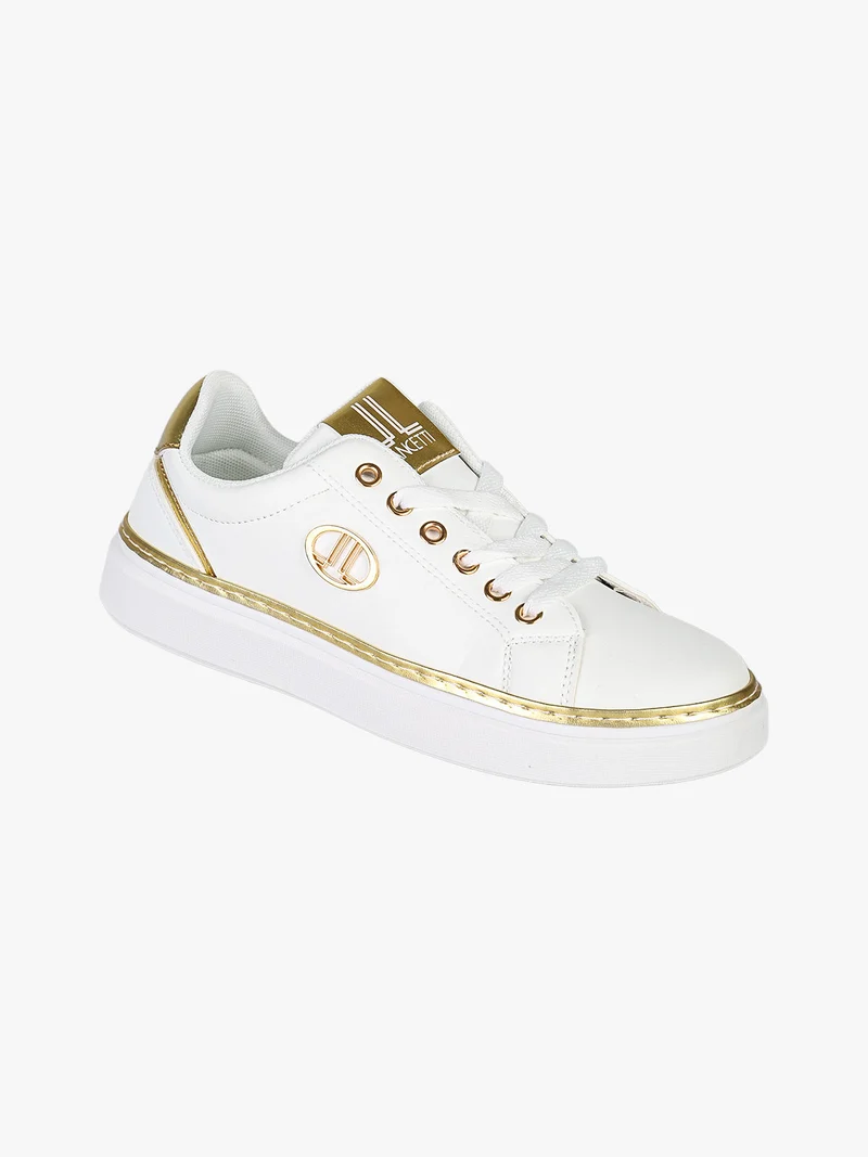 Sneakers donna stringate con dettaglio logo - oro