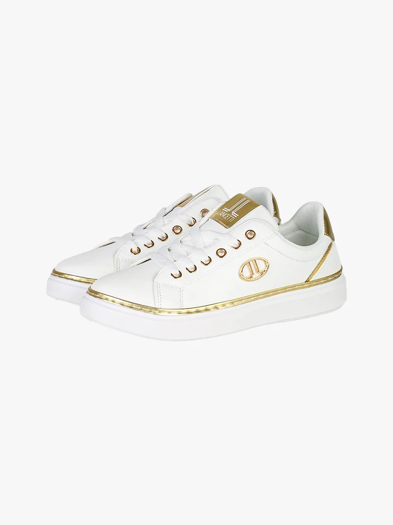 Sneakers donna stringate con dettaglio logo - oro