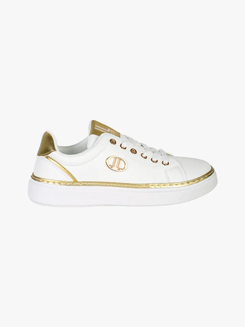 Sneakers donna stringate con dettaglio logo - oro