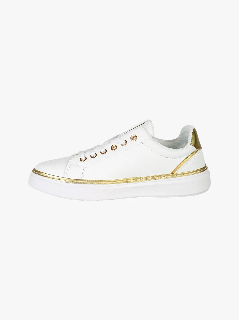 Sneakers donna stringate con dettaglio logo - oro
