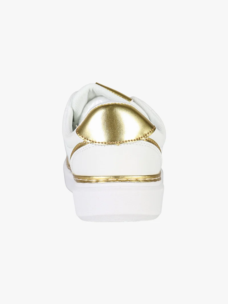 Sneakers donna stringate con dettaglio logo - oro