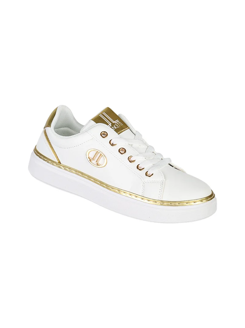 Sneakers donna stringate con dettaglio logo - oro