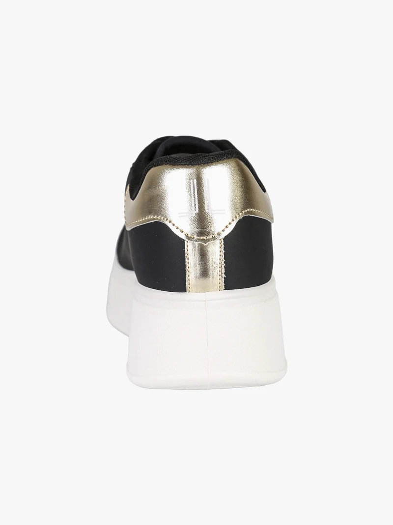 Sneakers donna gioiello in ecopelle con platform - nero