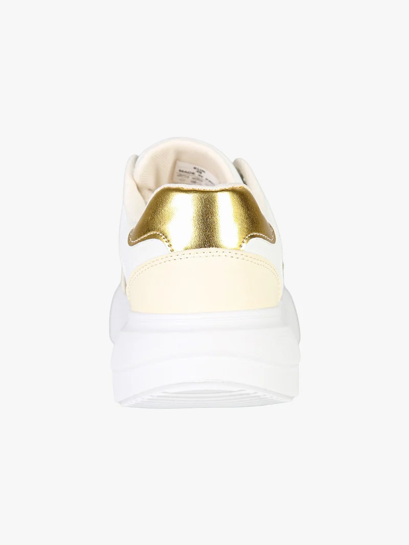 Sneakers donna stringate con dettagli glitter - oro