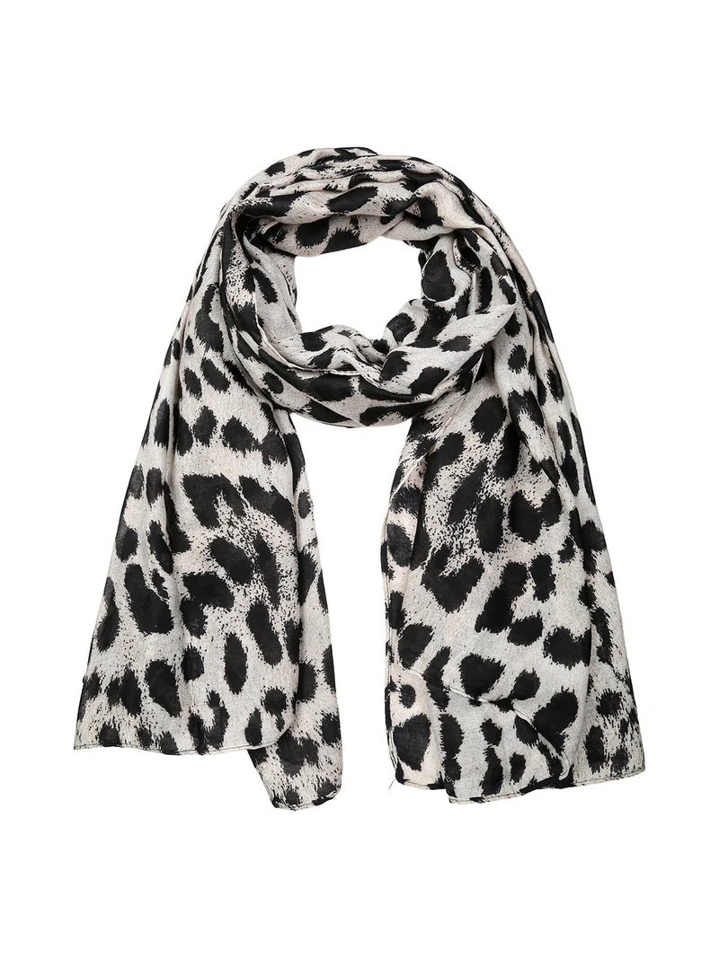 Sciarpa donna in viscosa con stampa animalier - grigio